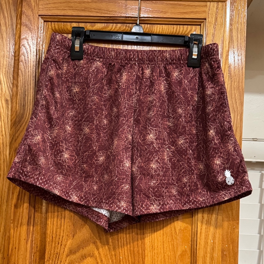 Men’s 4” JJ Malibu Mesh Short Maroon Patterned size SMALL (28-30)